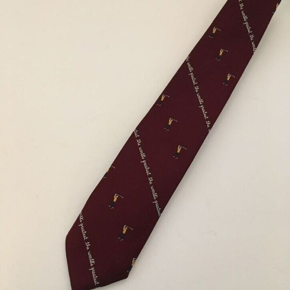 Vintage by Ambassador Mens Tie Wine Golfer  Neck Tie Polyester World's greatest - Picture 1 of 4